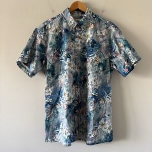 Yiume Hawaiian Shirt Mens Medium Short Sleeve Aloha Beach Resort Vacation Floral